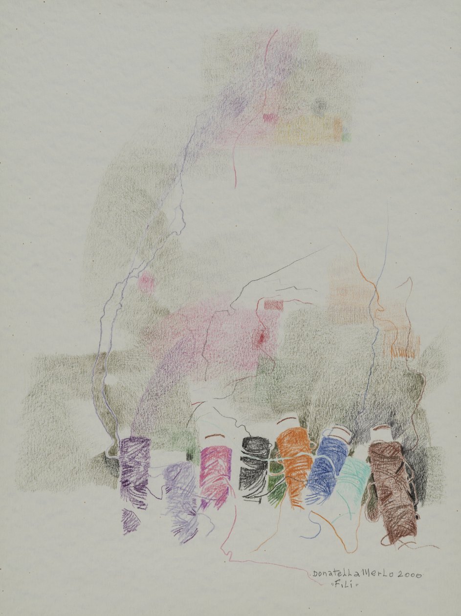 Threads, 2000 (kolorowe ołówki na papierze) autorstwa Donatella Merlo