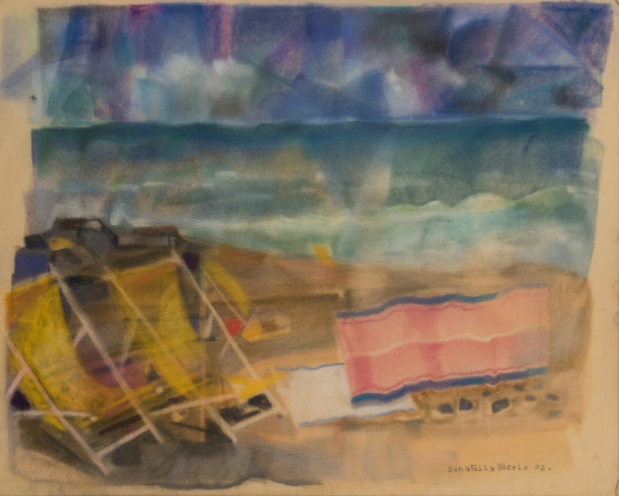 Wkrótce burza z piorunami, 2002 (pastel na aksamicie) autorstwa Donatella Merlo