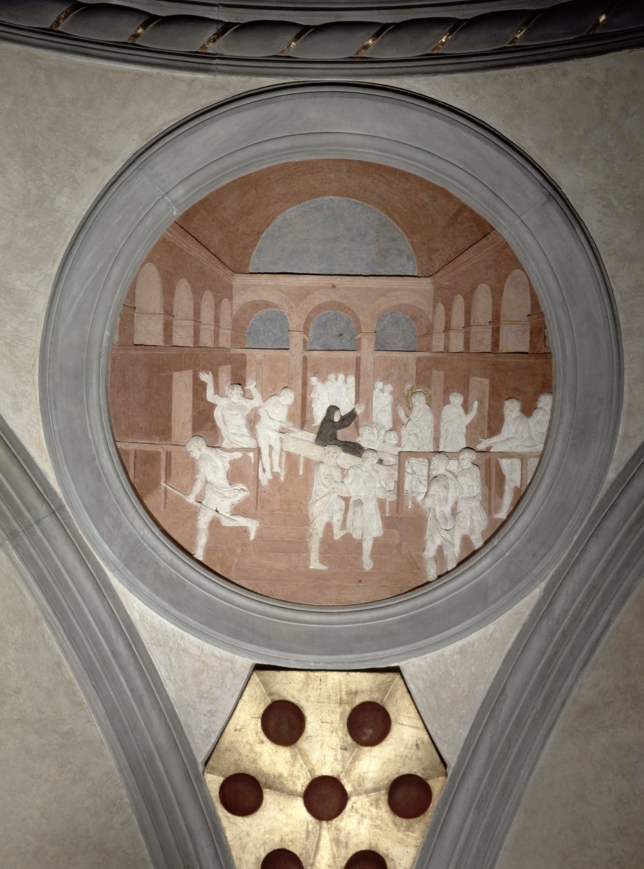 Podwyższenie Druzjany, medalion ze spandreli, ok.1425 (tynk) autorstwa Donatello