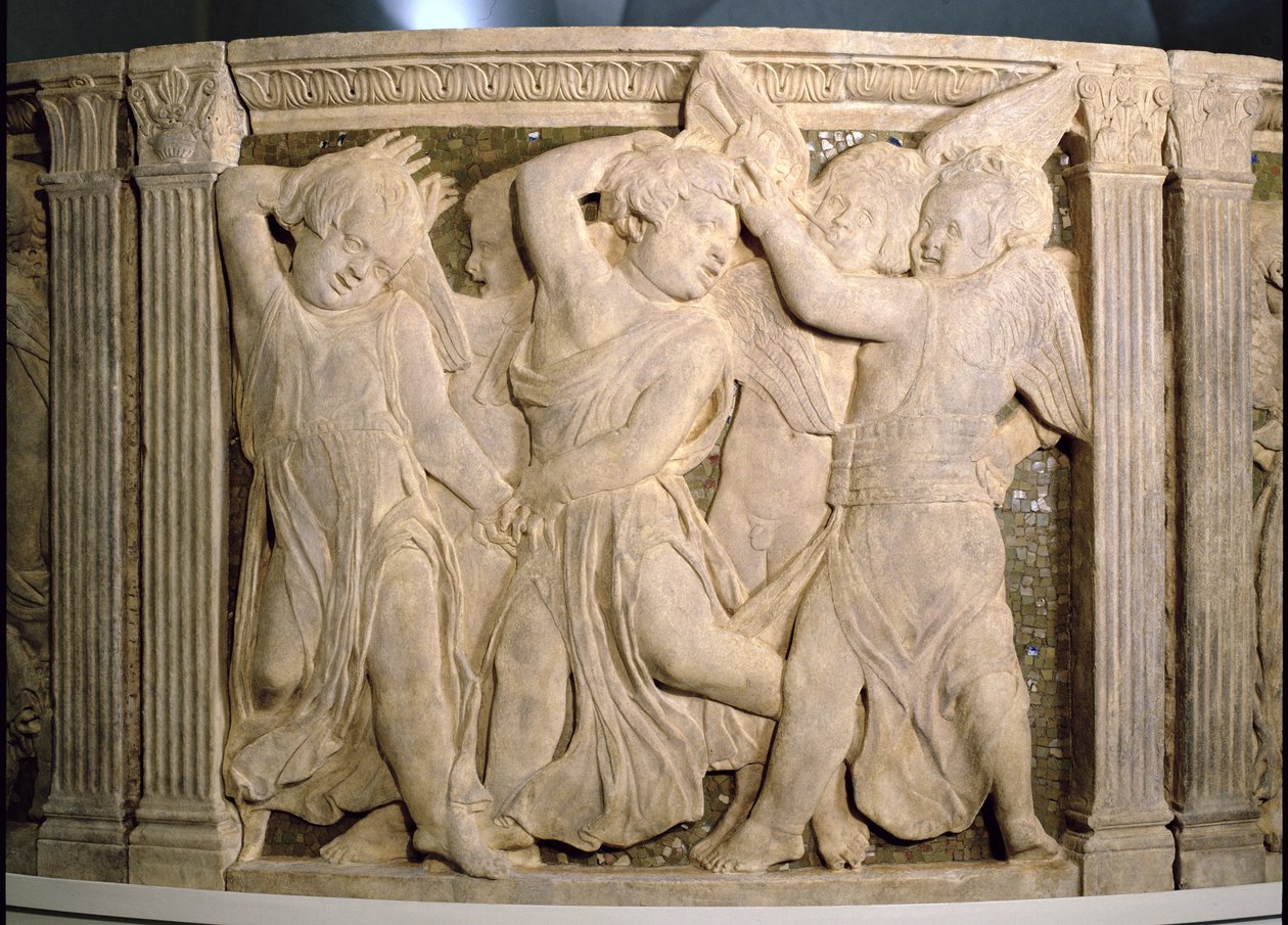 Panel porestauracyjny nr II z zewnętrznej ambony katedry w Prato, 1438 autorstwa Donatello