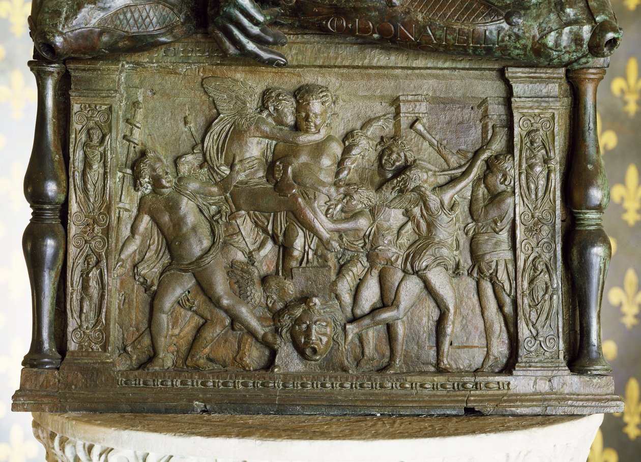 Bacchanal Putti, płaskorzeźba na cokole Judyty i Holofernesa, Sala de Gigli, 1460 (brąz) autorstwa Donatello