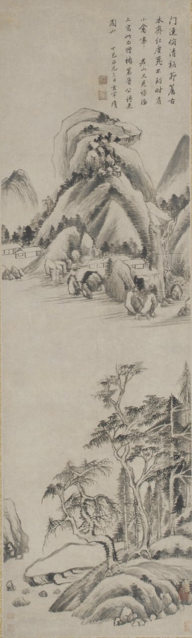 Krajobraz, dynastia Ming, 1617 (tusz na papierze) autorstwa Dong Qichang