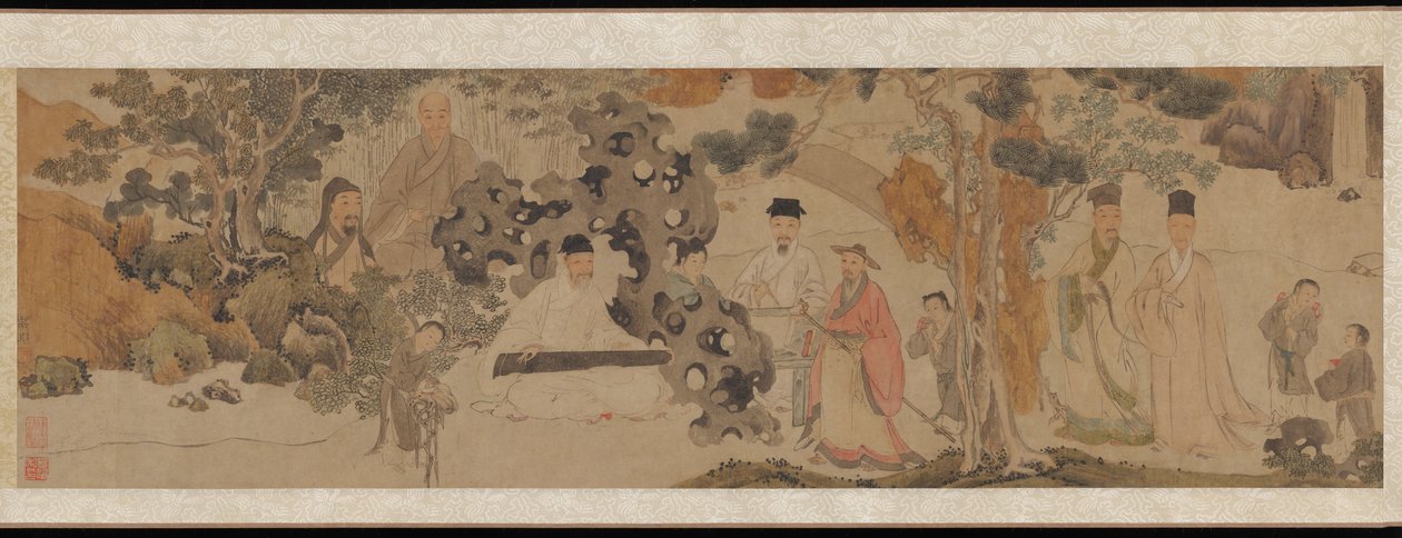 Exalted Gathering in the Green Woods, ok. 1620 (atrament i kolor na papierze) autorstwa Dong Qichang