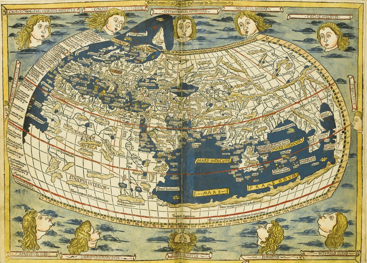 Mapa świata Ptolemeusza autorstwa Donnus Nicolaus Germanus