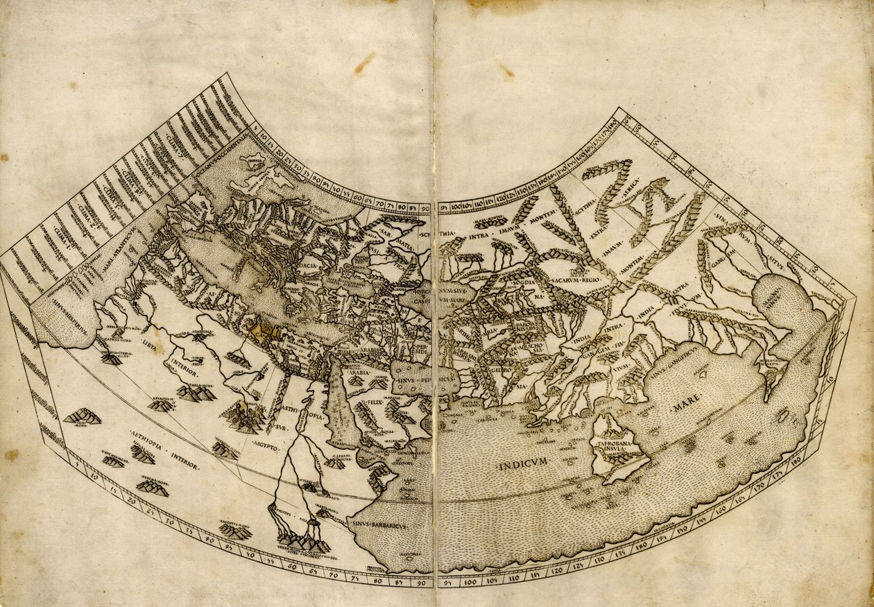 Ptolemejska mapa świata z "Geographii autorstwa Donnus Nicolaus & Ptolemy Claudius Germanus