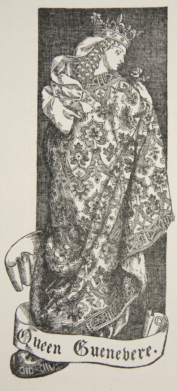 Królowa Guenevere, ilustracja z „Opowieści o królu Arturze i Okrągłym Stole” Beatrice Clay, wydanie 1, 1905 autorstwa Dora Curtis