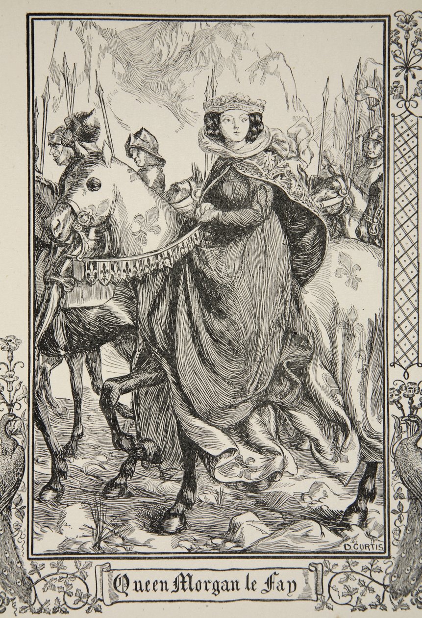 Królowa Morgan le Fay, ilustracja z „Opowieści o królu Arturze i Okrągłym Stole” Beatrice Clay, wydanie 1, 1905 autorstwa Dora Curtis