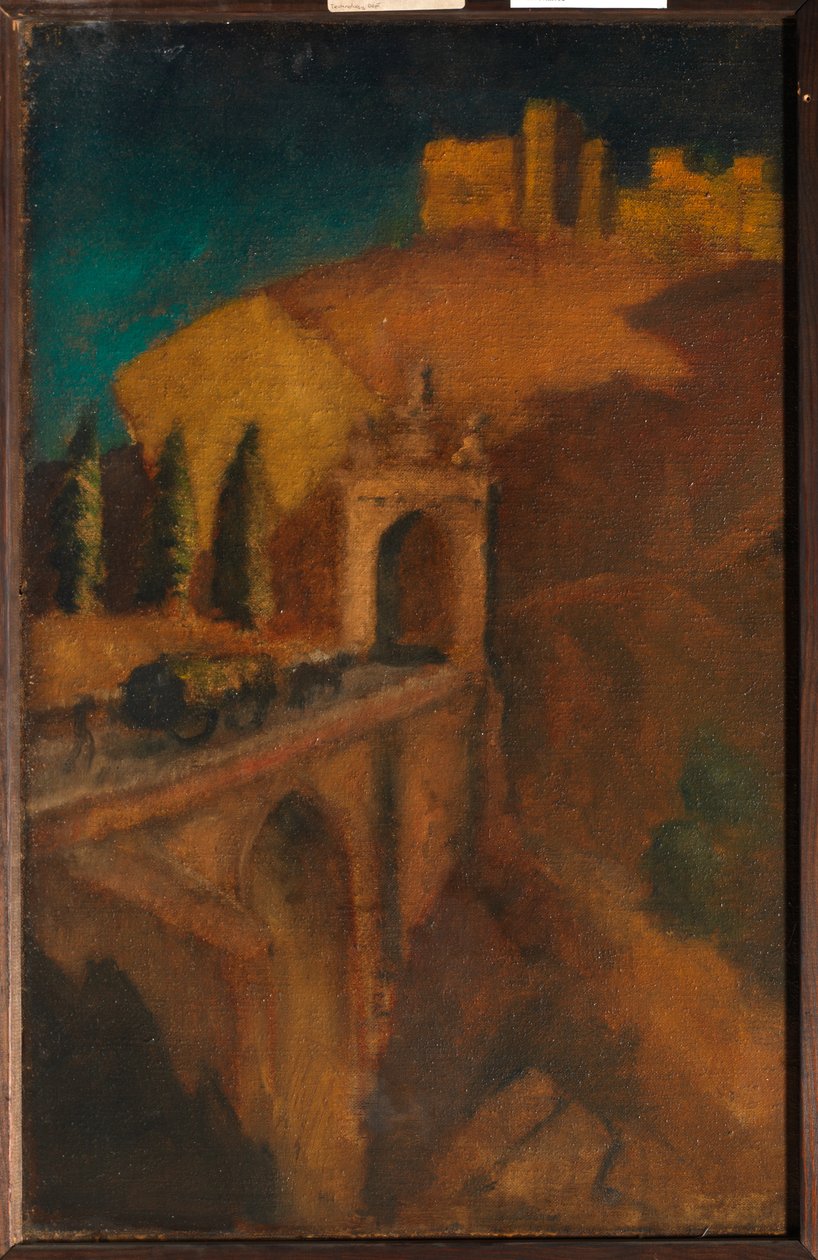 Pejzaż górski z mostem, ok. 1930 r. 1910 (olej na płótnie) autorstwa Dora (attr. to) Carrington