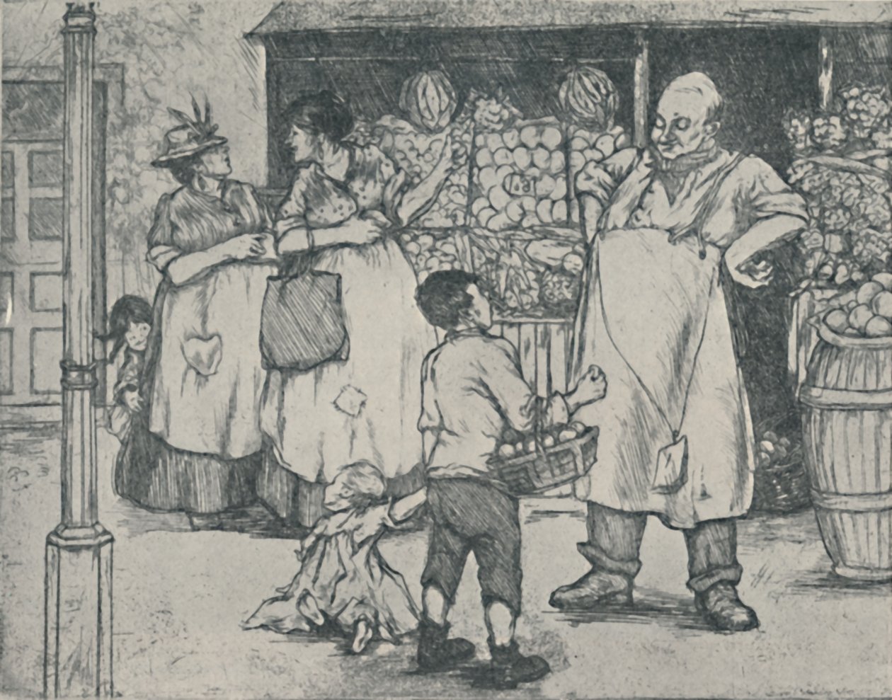 Marketing na przedmieściach, 1920 autorstwa Doris Davis