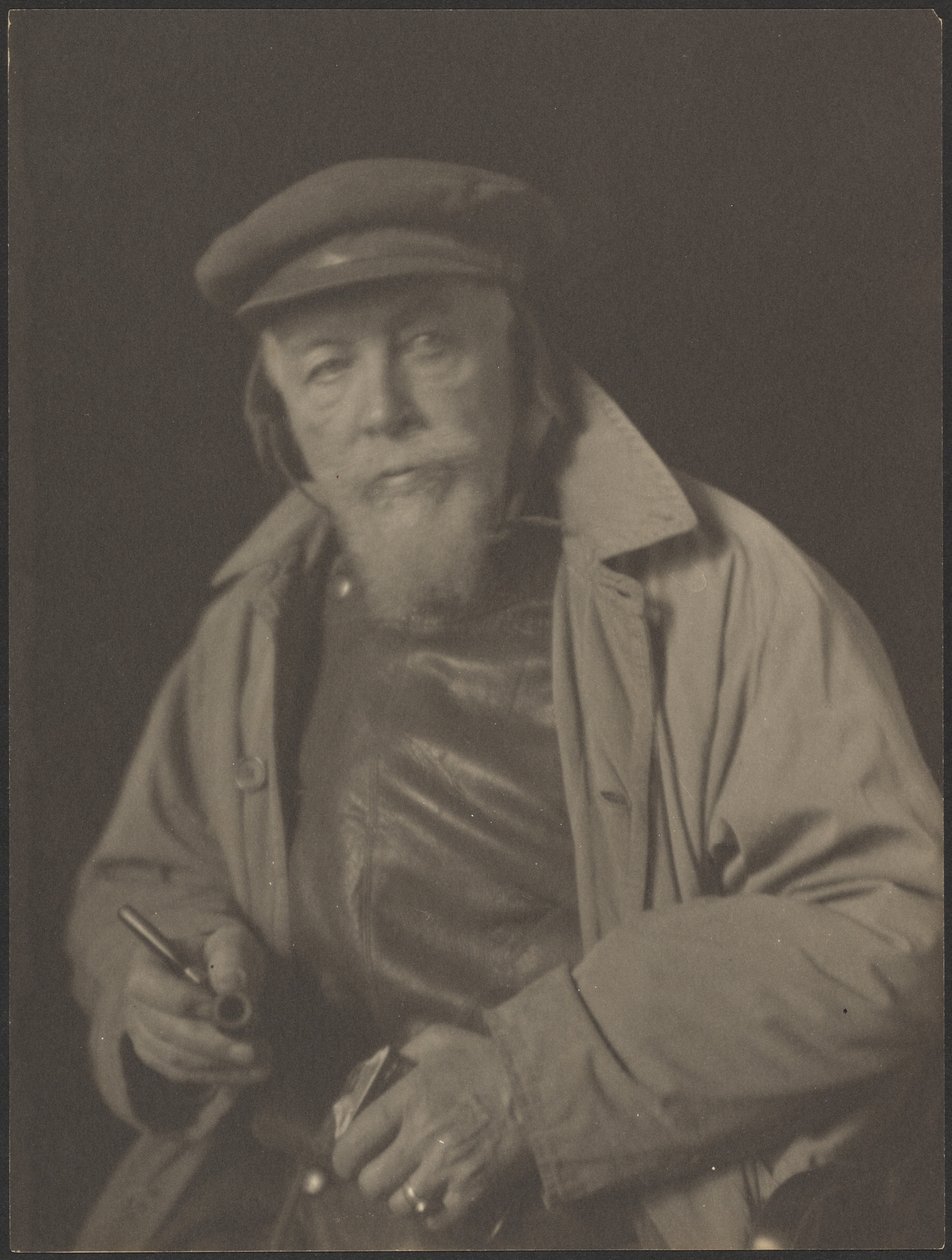 [Brodaty mężczyzna w czapce i z fajką (prawdopodobnie stary kapitan morski)]. autorstwa Doris Ulmann