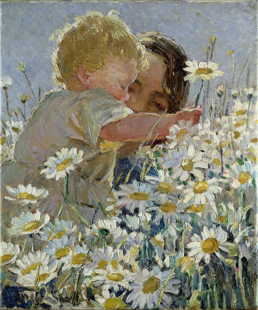 Dziecko zbierające stokrotki autorstwa Dorothea Sharp