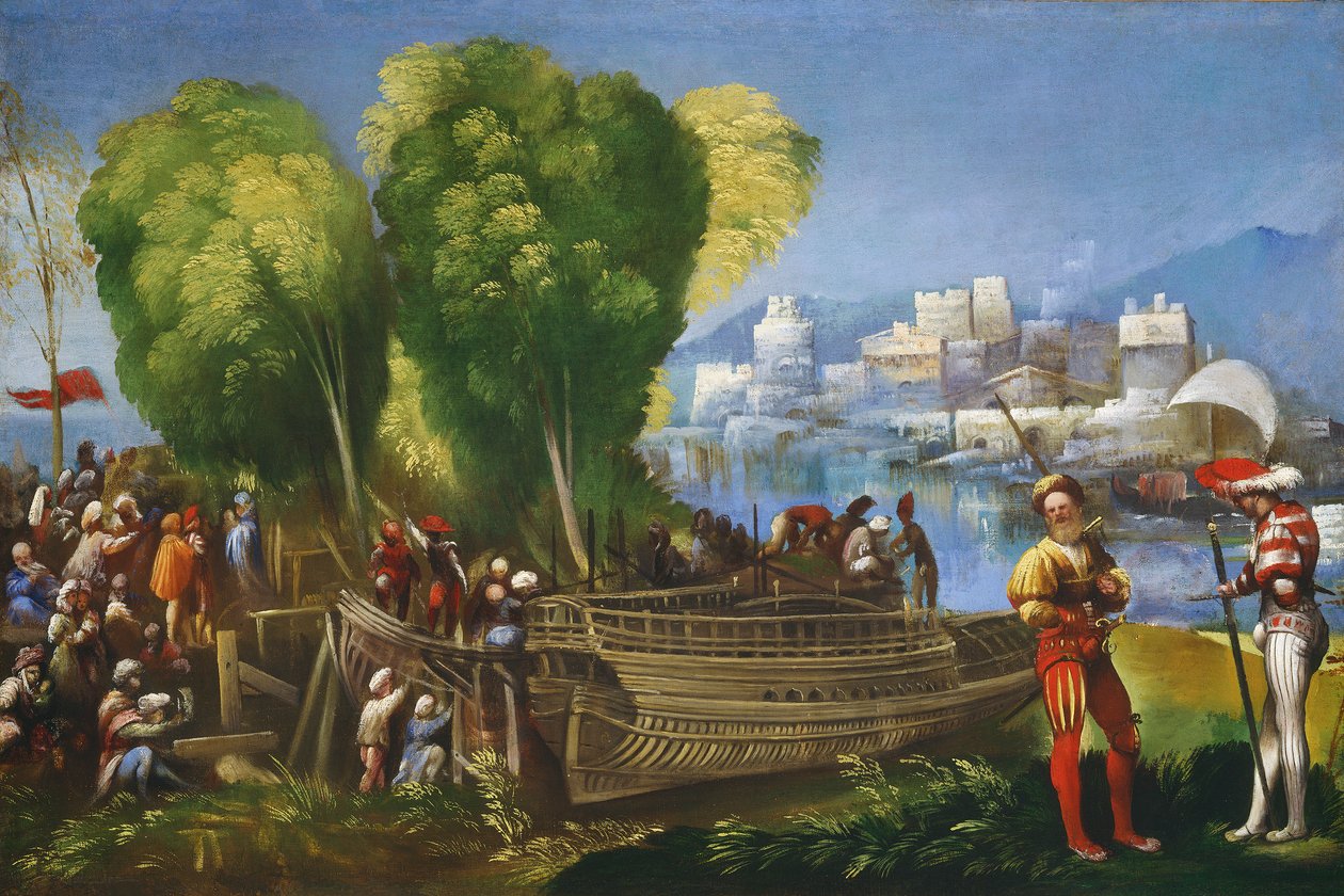 Eneasz i Achates na wybrzeżu Libii, ok. 1520 autorstwa Dosso Dossi