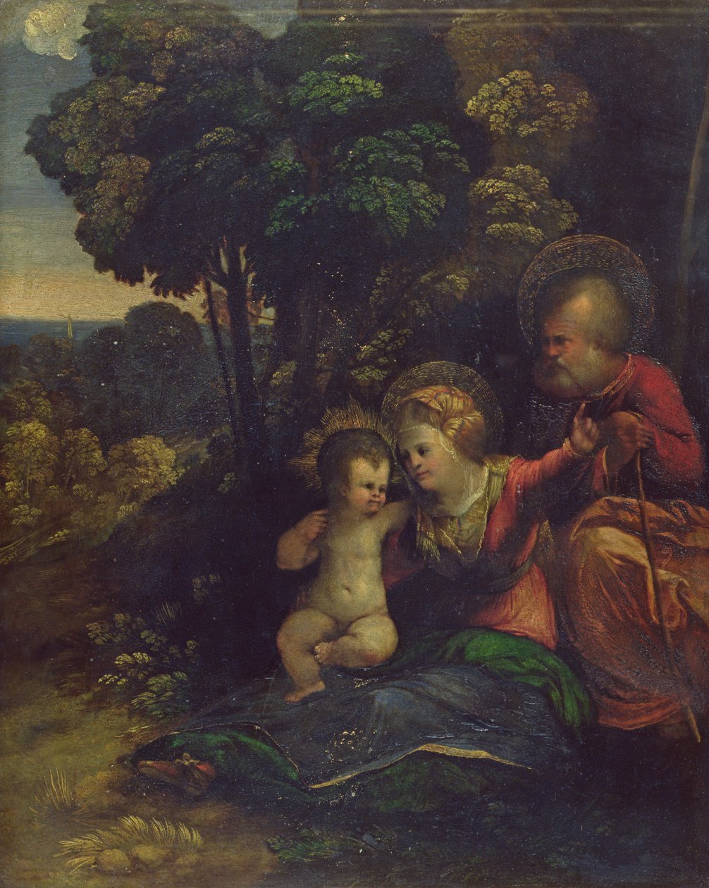 Odpoczynek podczas ucieczki do Egiptu, ok. 1510-12 autorstwa Dosso Dossi