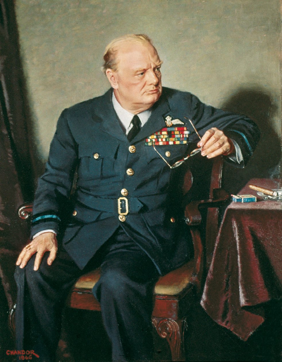 Portret brytyjskiego premiera Winstona Churchilla autorstwa Douglas Chandor