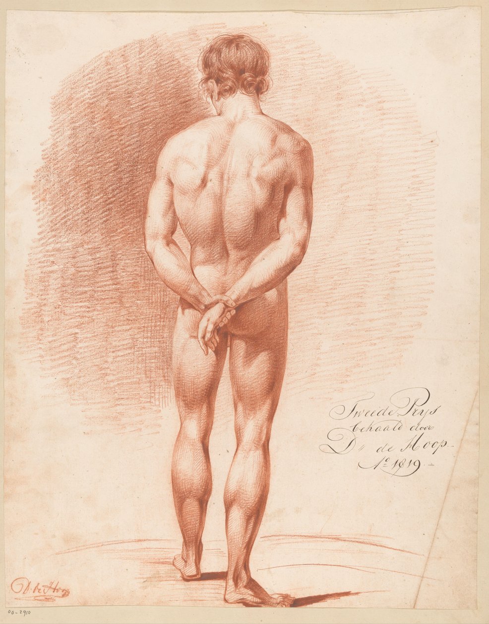 Stojący akt męski, widziany z tyłu (II nagroda 1819) autorstwa Douwe de Hoop