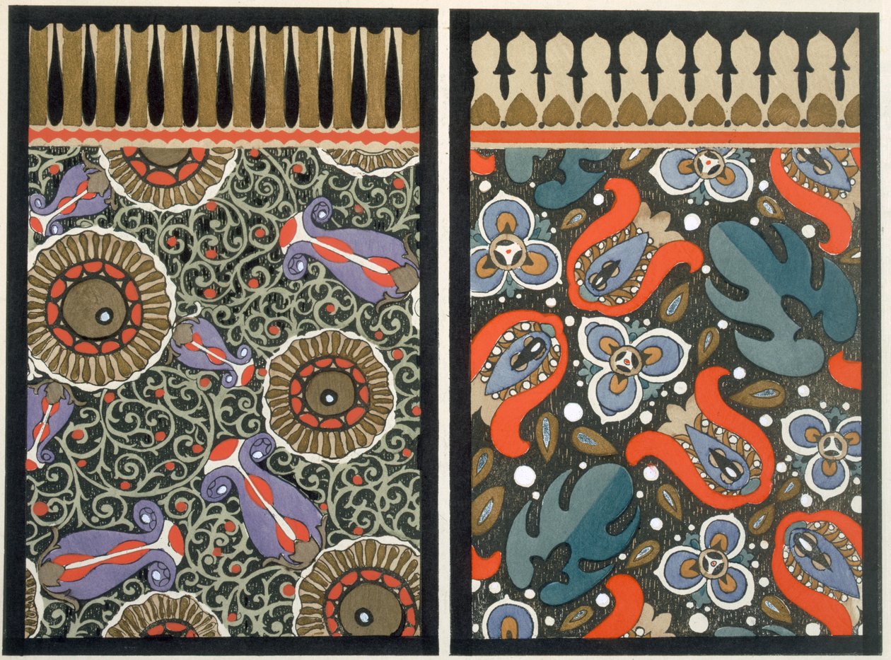 Projekt tapety, ok. 1908 (druk pochoir) autorstwa Dr. P. Siegal