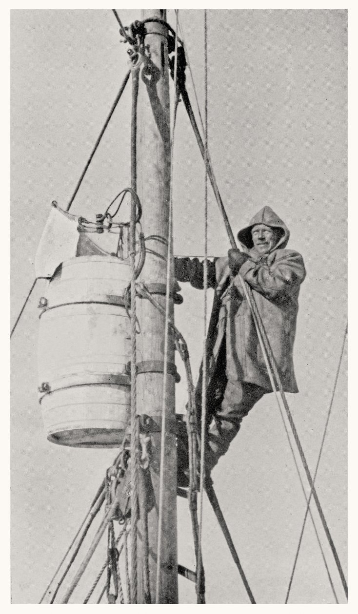 Komandor Frank Wild (1873-1939) na maszcie podczas wyprawy Endurance na Antarktydę, 1914-1916 autorstwa Dr. Alexander Macklin