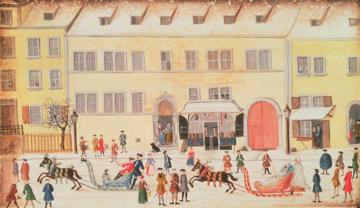Eger 1451 f.26v Scena zimowa w Norymberdze (akwarela) autorstwa Dr. J.C. Birckner