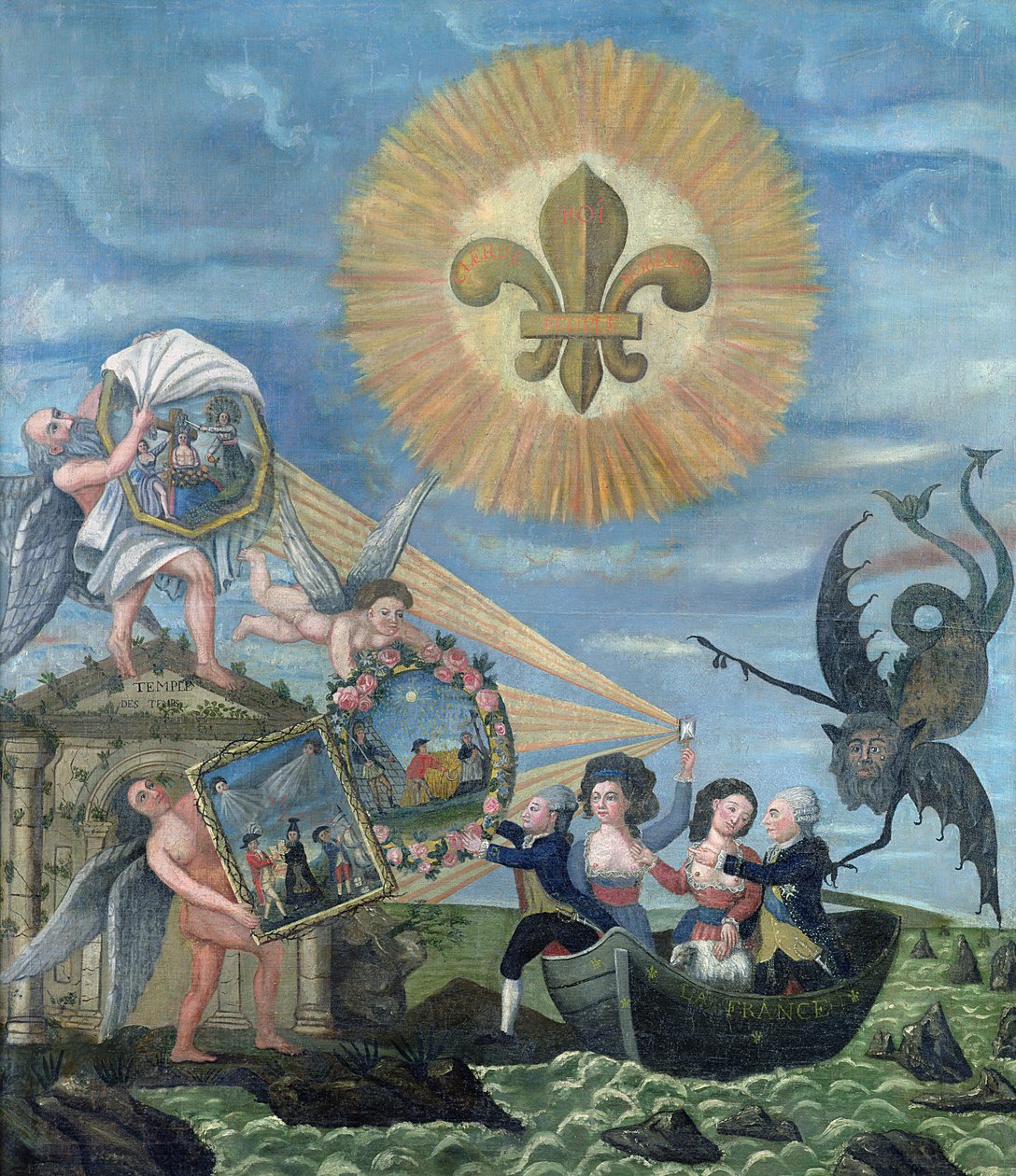 Nadzieja szczęścia dedykowana narodowi z Ludwikiem XVI (1754-93) Prowadzeni dobrocią i Jacquesem Neckerem (1732-1804) Prowadzeni prawdą, 1789 autorstwa Dubois