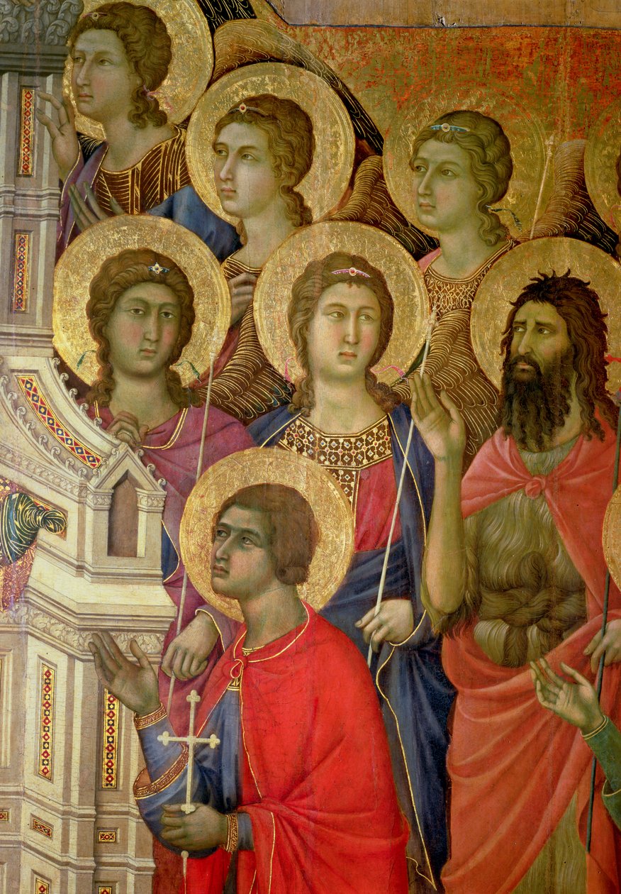 Maesta: Szczegóły świętych, w tym św. Jana Chrzciciela, 1308-11 autorstwa Duccio di Buoninsegna