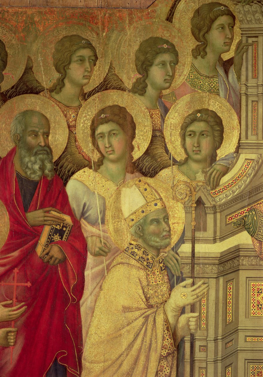 Maesta: Święci, (detal), 1308-11 (tempera na panelu) autorstwa Duccio di Buoninsegna