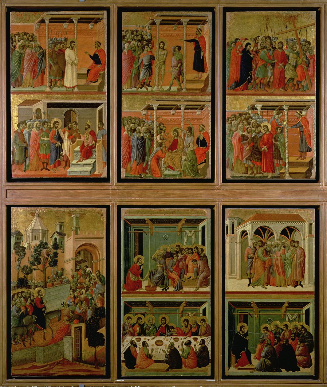 Maesta: jedenaście scen z Męki Pańskiej, 1308-11 (tempera na desce) autorstwa Duccio di Buoninsegna