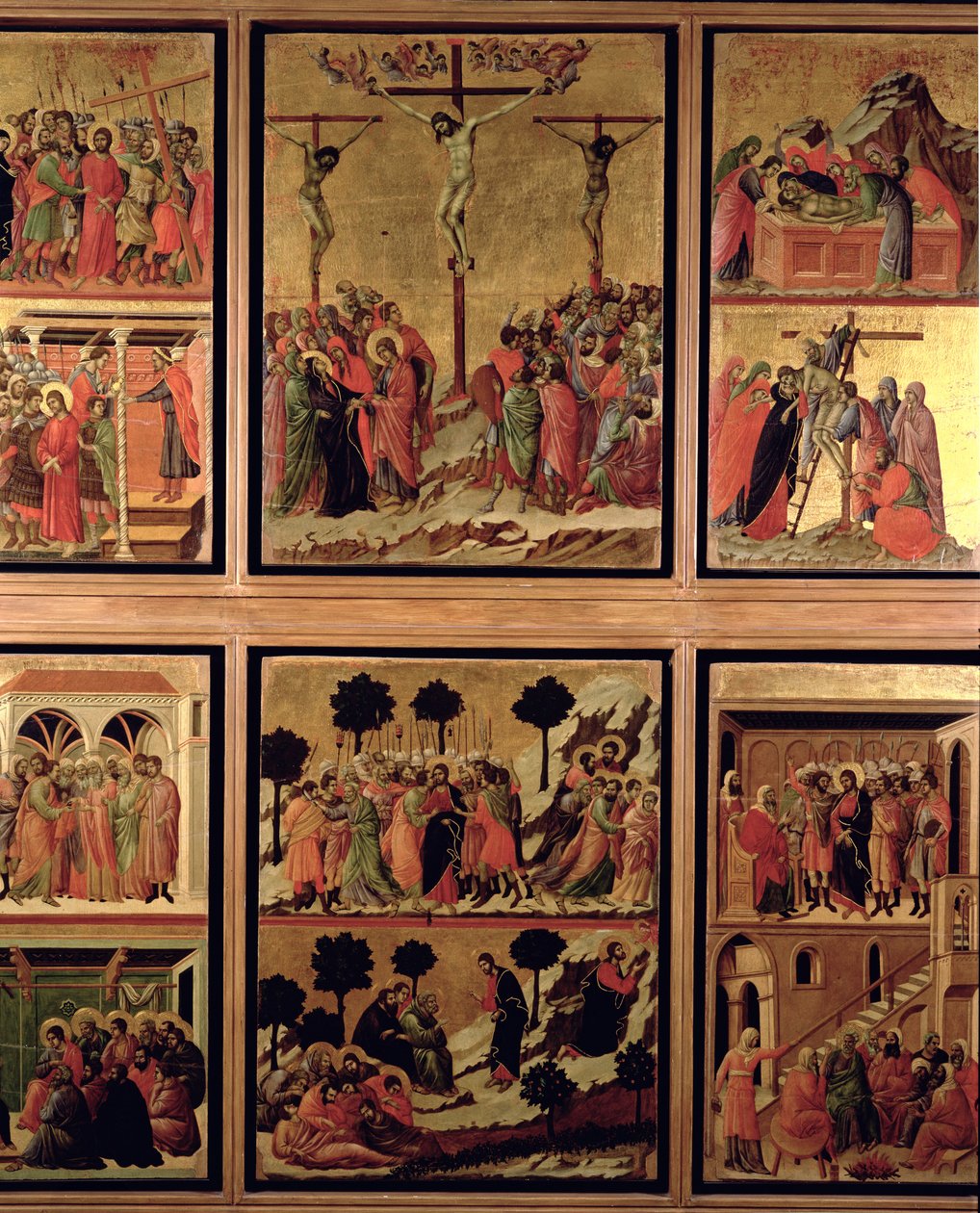 Maesta: jedenaście scen z Męki Pańskiej, 1308-11 (tempera na desce) (rewers 55438) autorstwa Duccio di Buoninsegna