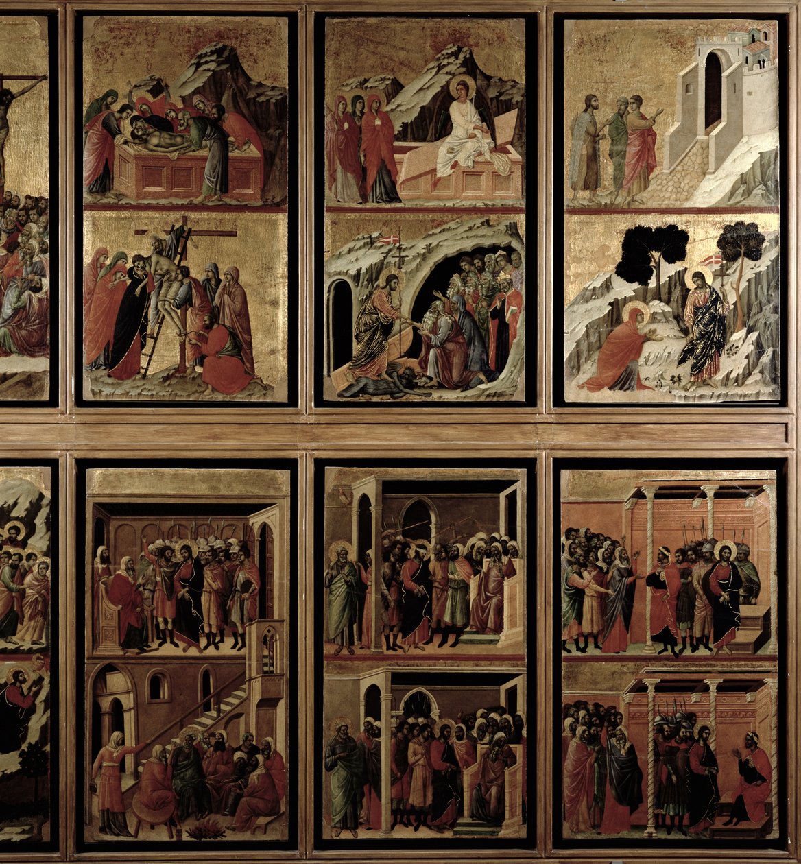 Maesta: jedenaście scen z Męki Pańskiej, 1308-11 (tempera na desce) (rewers 55438) autorstwa Duccio di Buoninsegna