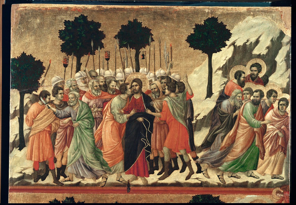 Ołtarz Maesta, namalowany w latach 1308-1311 dla katedry w Sienie ... autorstwa Duccio di Buoninsegna