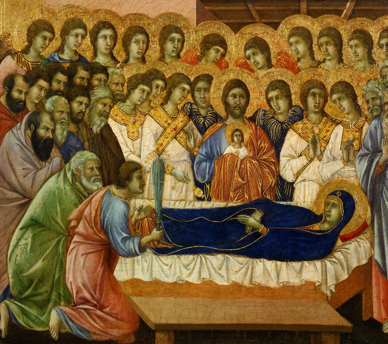 Дормитио Виржинис (Онгон охины мөнхийн нойр), Сиенаполигийн сүм дэх Дуччио Алтарпартийн Маэстагийн дэлгэрэнгүй мэдээлэл autorstwa Duccio di Buoninsegna