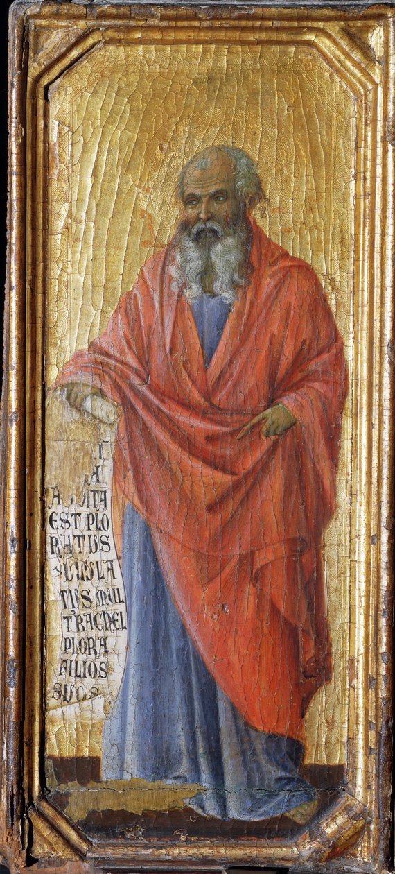 Prorok Jeremiasz - tempera i złoto na panelu autorstwa Duccio di Buoninsegna