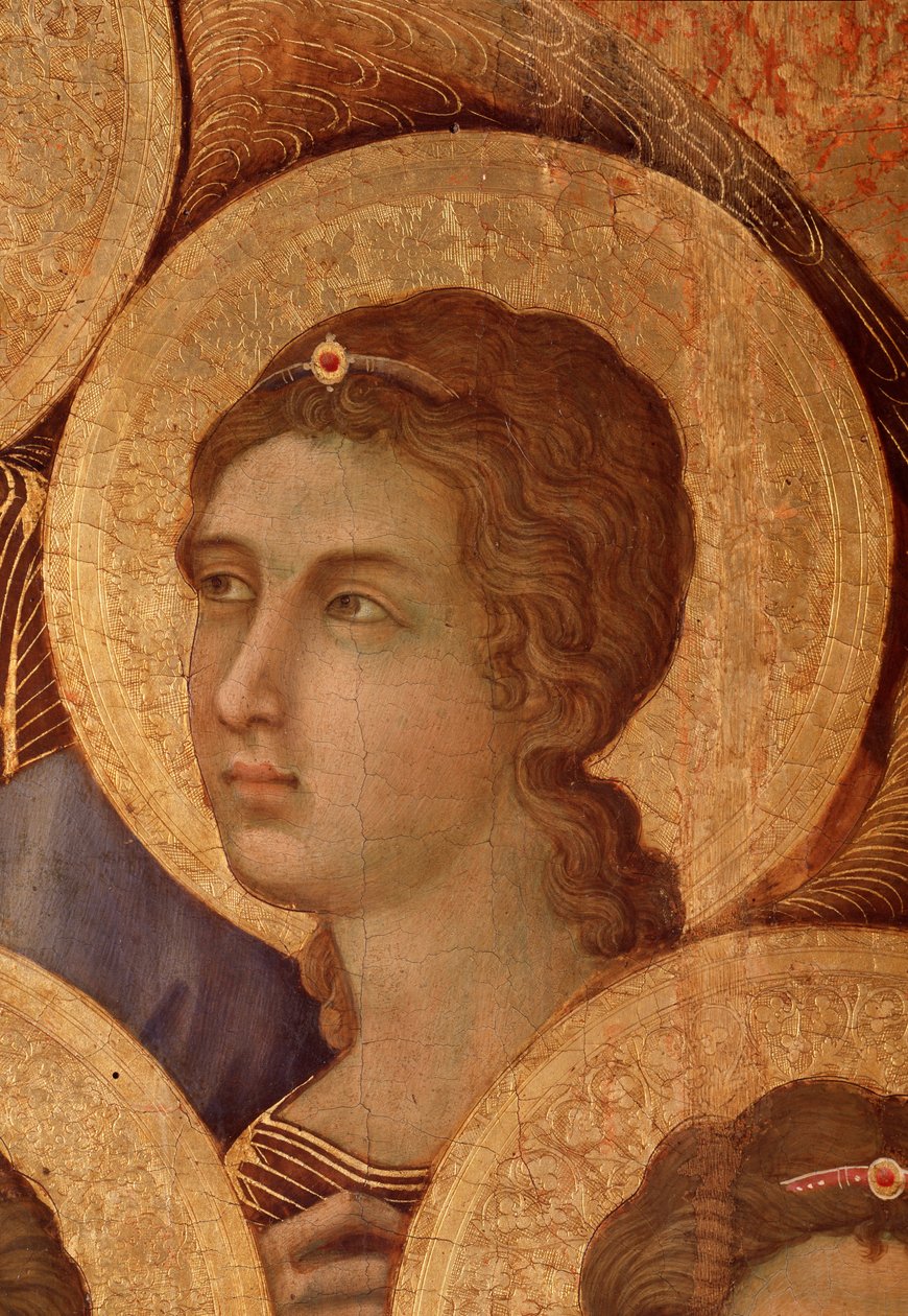 La Maesta Szczegół „”Dziewica i dziecko na tronie”” autorstwa Duccio di Buoninsegna