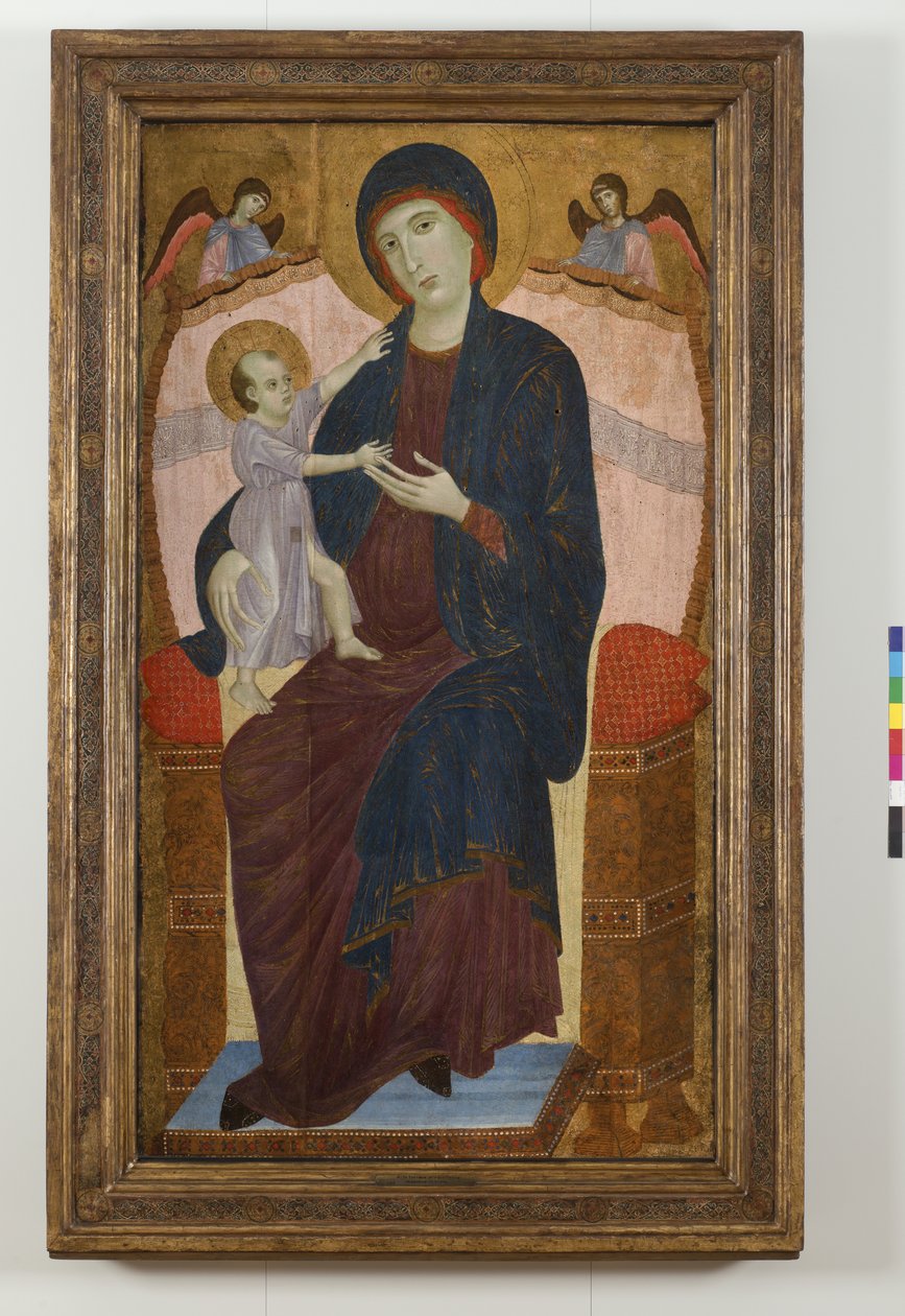 Madonna z Dzieciątkiem na tronie i Anioły, 1280-85 autorstwa Duccio di Buoninsegna