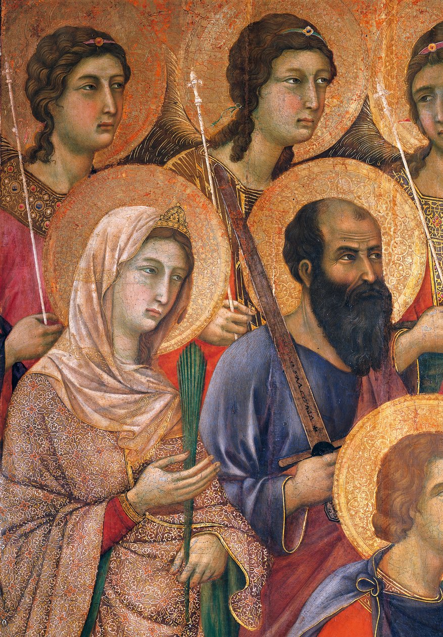 Ołtarz Maesty Duccio w katedrze w Sienie autorstwa Duccio di Buoninsegna (ok. 1255 - przed 1319), tempera na drewnie, 212x425 cm, detal autorstwa Duccio di Buoninsegna