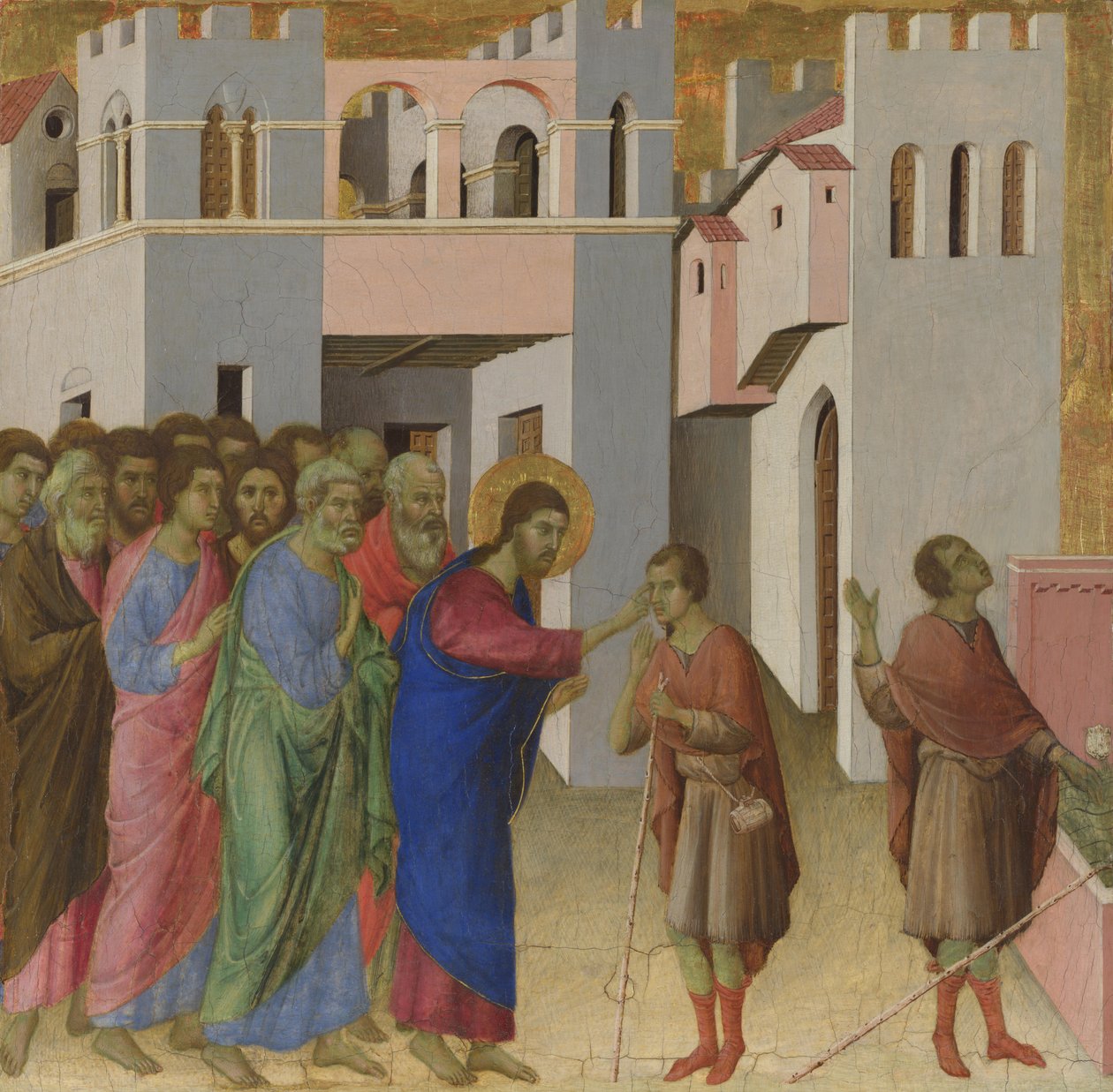 Uzdrowienie niewidomego od urodzenia, ok. 1308-1311 autorstwa Duccio di Buoninsegna