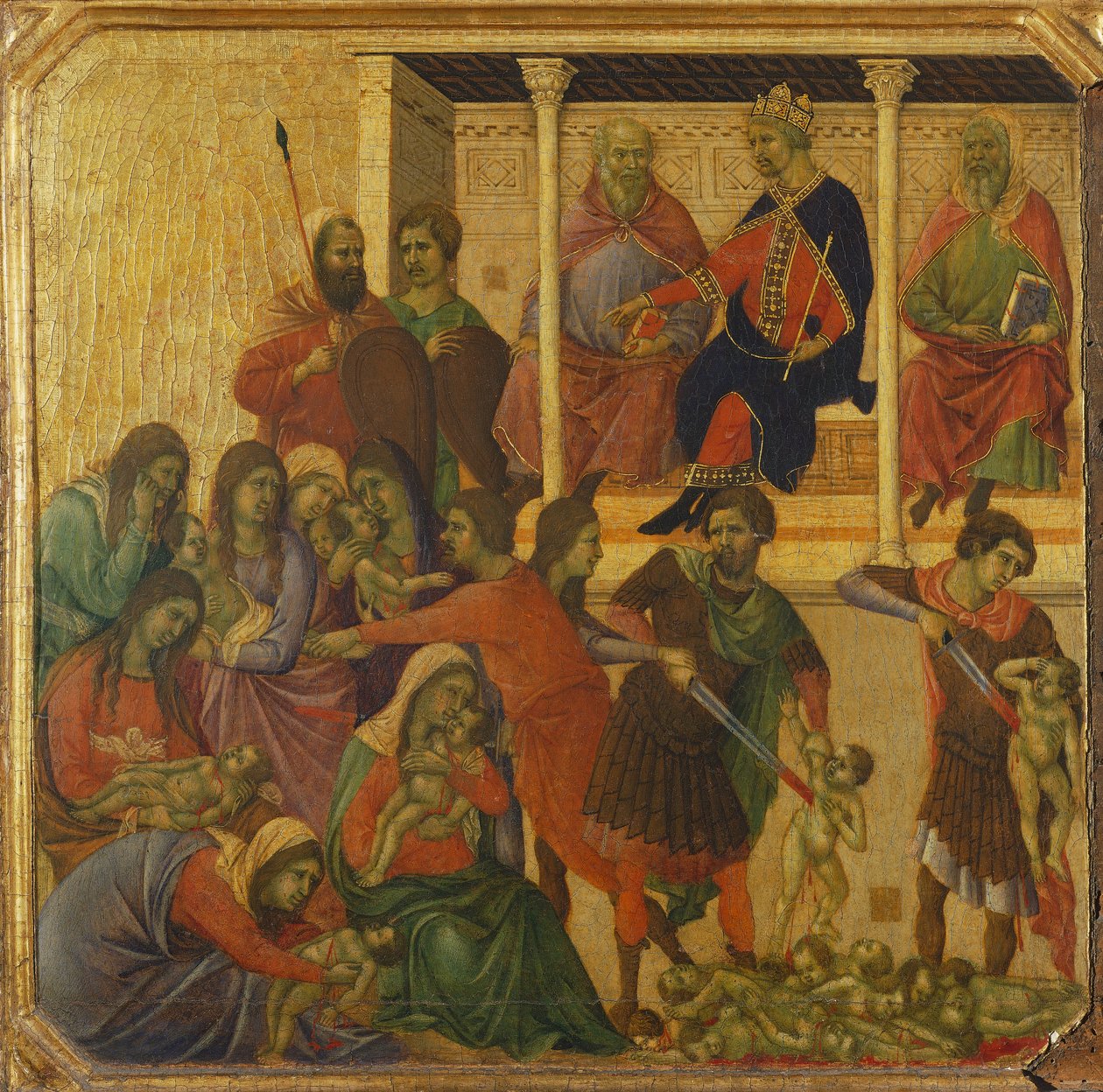 Masakra niewinnych, fragment z predelli ołtarza Maesty Duccio w katedrze w Sienie autorstwa Duccio di Buoninsegna