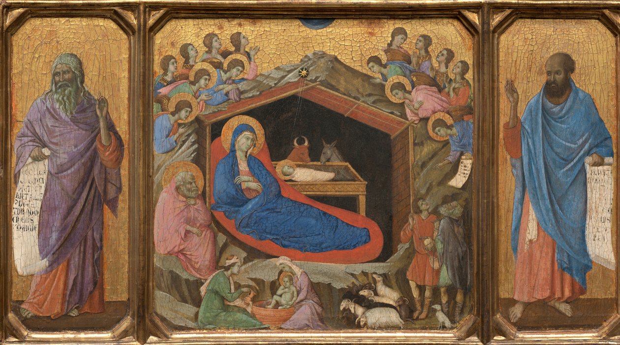 Narodzenie Pańskie z prorokami Izajaszem i Ezechielem autorstwa Duccio di Buoninsegna