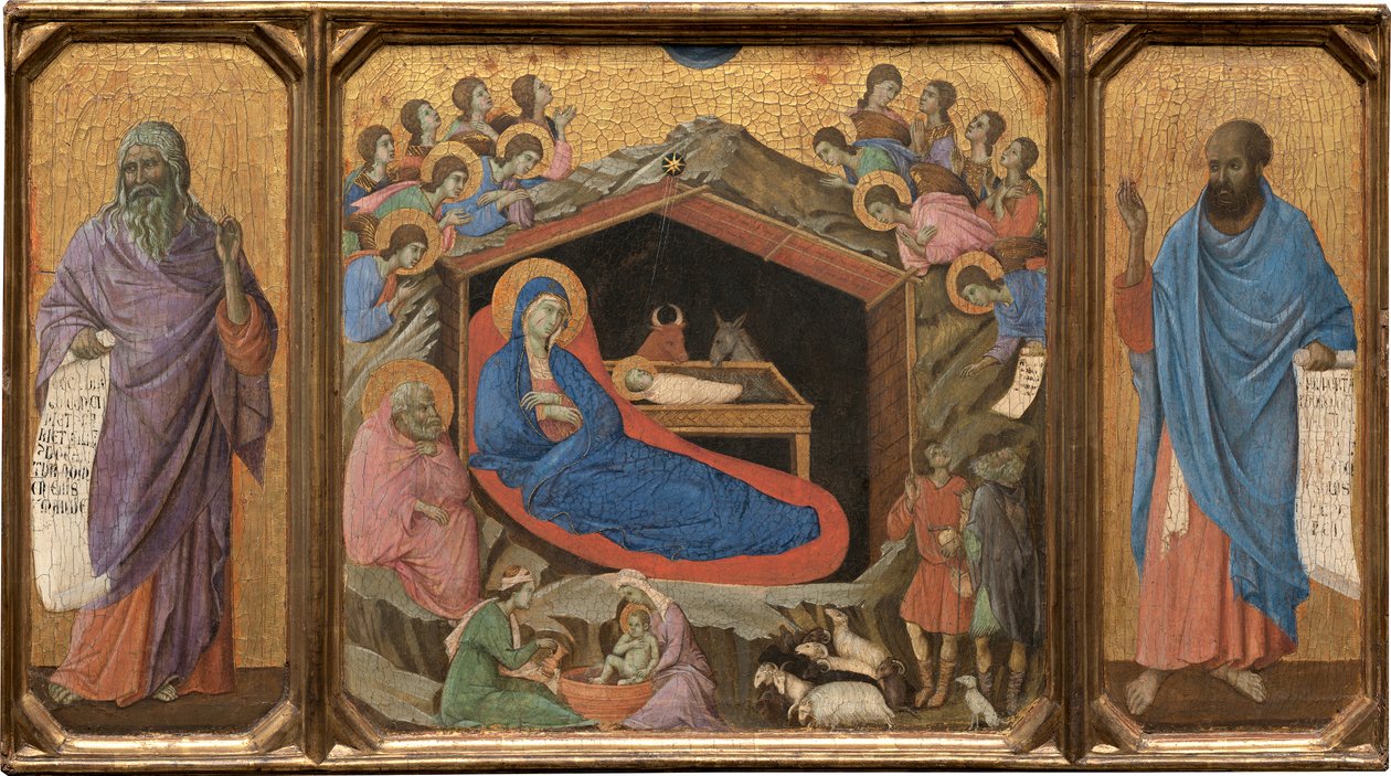 Narodzenie z prorokami Izajaszem i Ezechiela autorstwa Duccio di Buoninsegna
