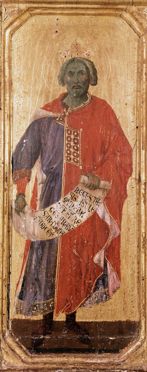 Prorok Salomon Detrempe na desce autorstwa Duccio di Buoninsegna (1255-1318 / 9) 1308-1311 Wymiary 42,5x16 cm Siena, Museo del Opera Metropolitana autorstwa Duccio di Buoninsegna