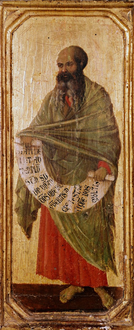 Prorok Malachie Detrempe na drewnie Duccio di Buoninsegna (1255-1318 / 9) 1308-1311 wym. 42,5x16 cm Siena, Museo del Opera Metropolitana autorstwa Duccio di Buoninsegna