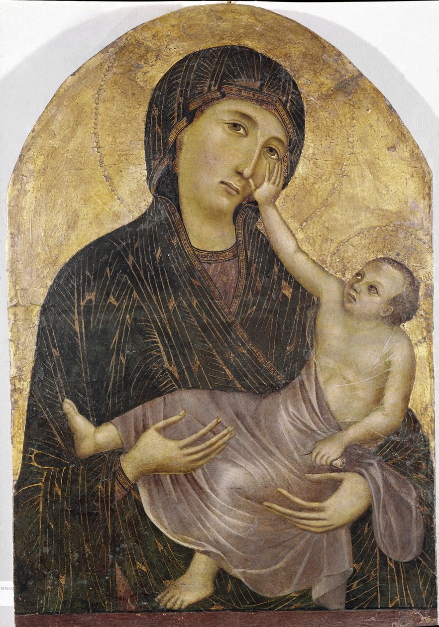 Dziewica z Dzieciątkiem (tempera i złoto na panelu) autorstwa Duccio di Buoninsegna