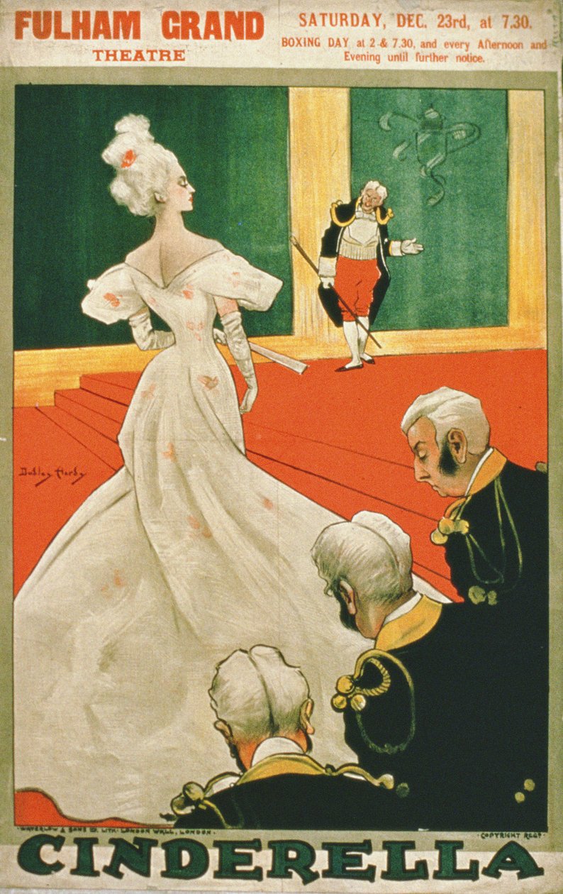 Reklama "Kopciuszka" w Fulham Grand Theatre autorstwa Dudley Hardy