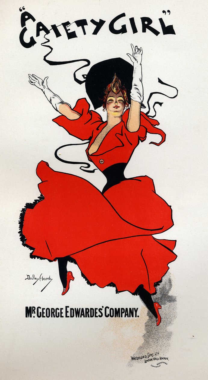 Sztuka. Zabawa. Wesoła dziewczyna, operetka Owena Hallsa i Sidneya Jonesa. Plakat: Dudley Hardy, Anglia autorstwa Dudley Hardy