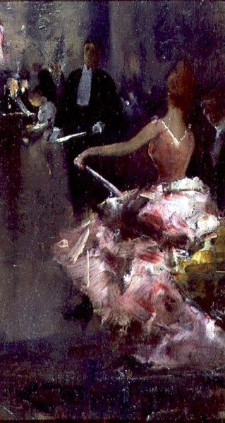 Scena kawiarniana (olej na panelu) autorstwa Dudley Hardy