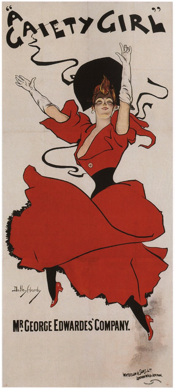 Plakat do komedii muzycznej A Wesoła dziewczyna Sidneya Jonesa, 1894 autorstwa Dudley Hardy