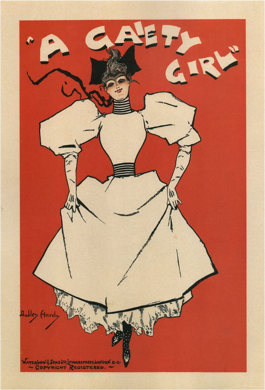 Plakat do komedii muzycznej A Wesoła dziewczyna Sidneya Jonesa, 1895 autorstwa Dudley Hardy