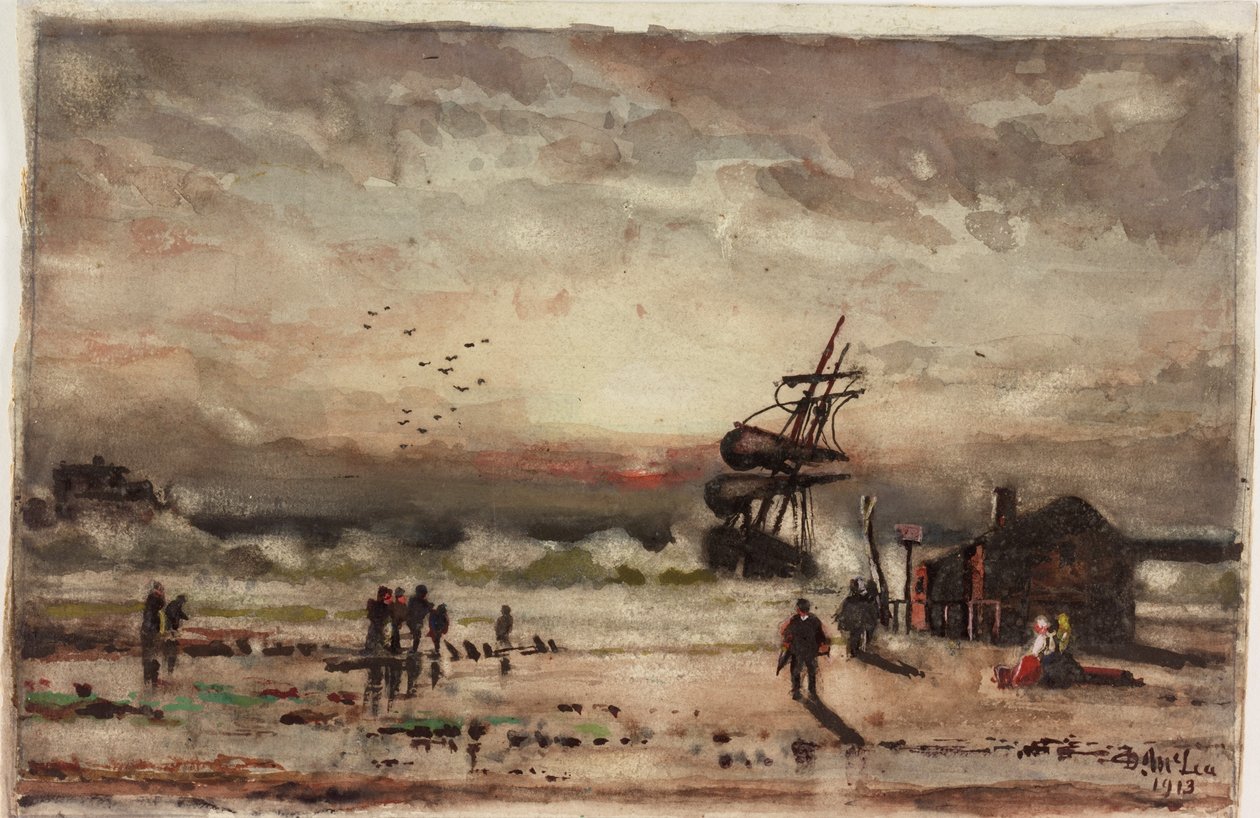 Iris" utknął w South Shields na początku lat 80-tych (akwarela i akwarela na papierze) autorstwa Duncan F. McLea