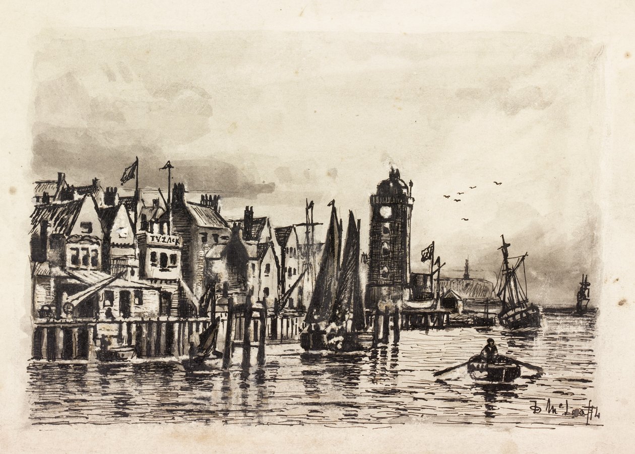 The Low Light (North Shields) (tusz na papierze) autorstwa Duncan F. McLea