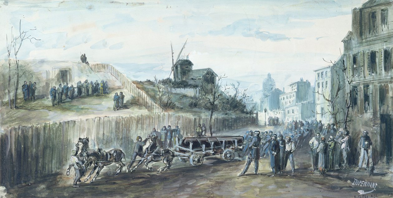 Incydent podczas Komuny Paryskiej w 1870 roku (wash on paper) autorstwa Dupendant
