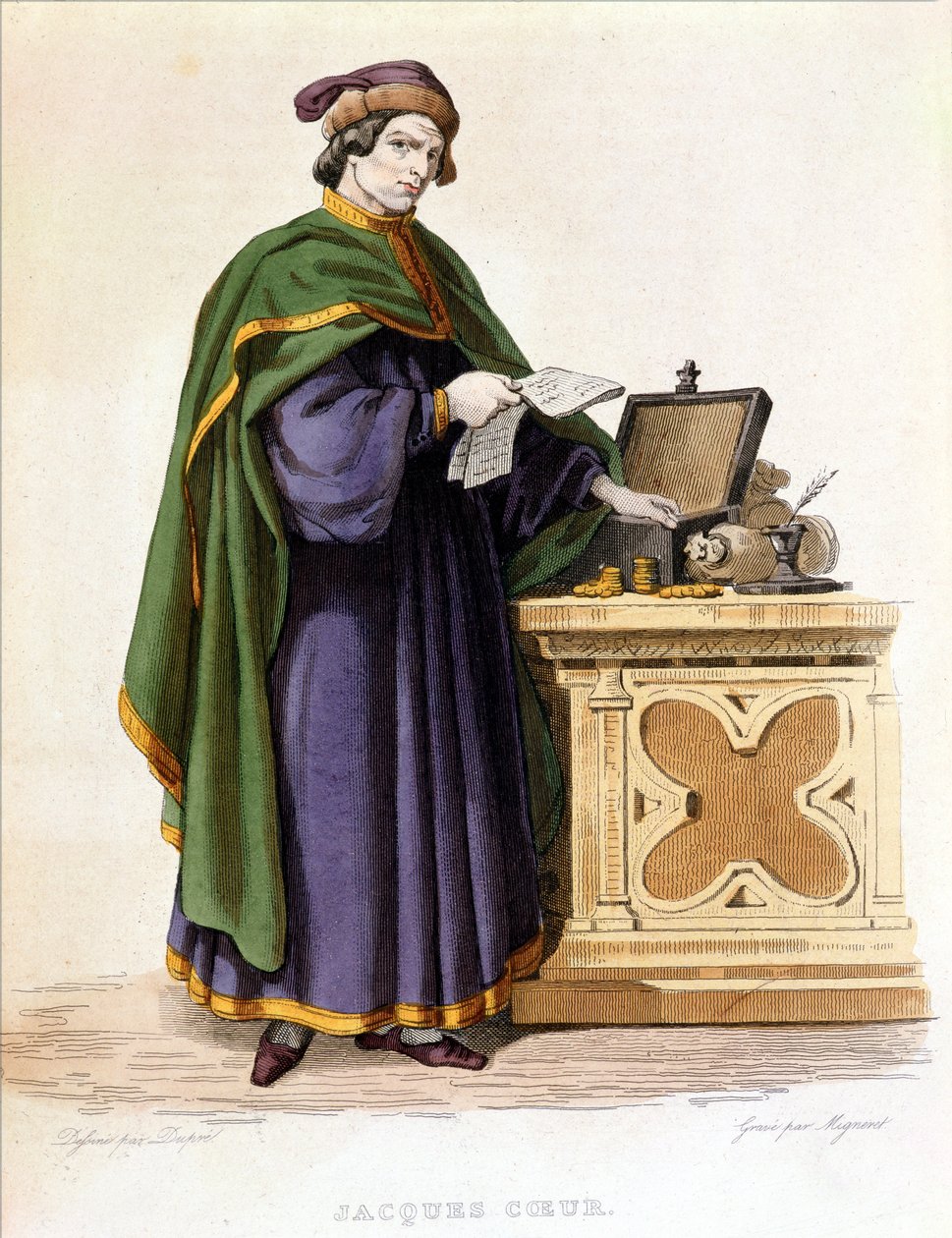 Jacques Coeur (ok. 1395-1456), rytowany przez Mignareta według rysunku Dupre, ok. 1840 autorstwa Dupre